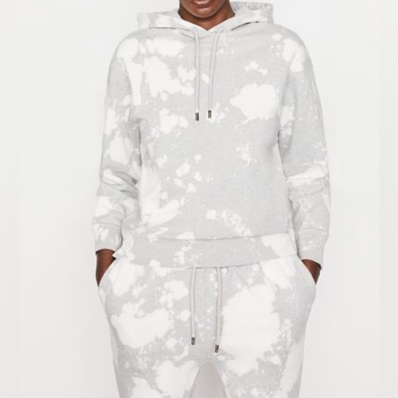 FRAME Denim Easy Hoodie, Grey + White-Small - Picture 2 of 9